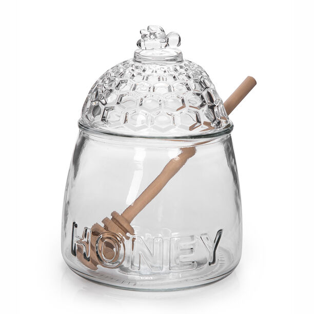 Glass Honey Jar With Wood Dipper image number 0