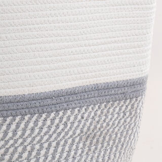Homez woven basket 30*33 top white & bottom grey with hidden handle