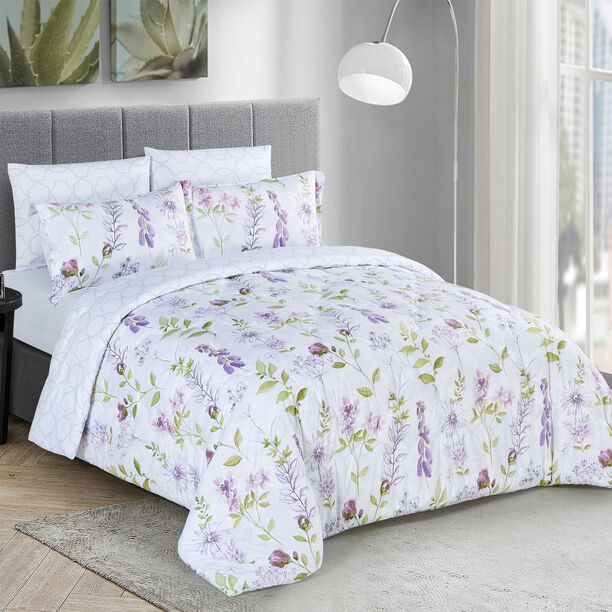 Cottage Comforter Set King Size 6 Pieces Beykoz Purple image number 0