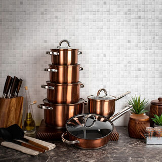 Alberto 12 Pieces Stainless Steel Cookware Set Copper