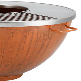 Wooden Texture Firepi Iron Bowl And Stainless Steel Lid