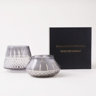 Homez sandalwood and patchouli glass scented candle with lid