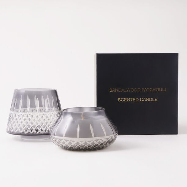 Homez sandalwood and patchouli glass scented candle with lid image number 0