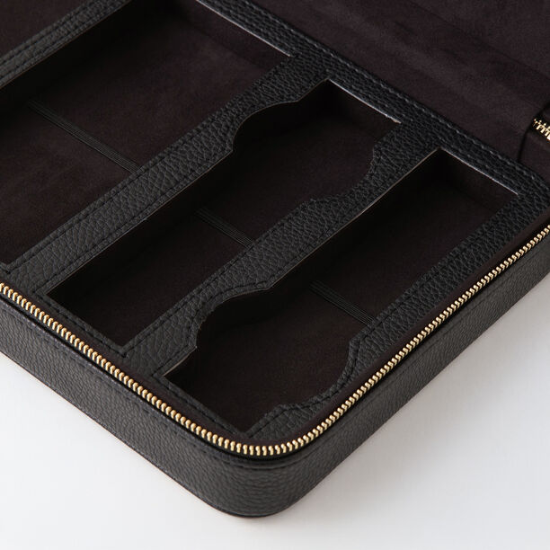 Homez black leather sunglasses and watch organizer 4 divisions 18.4*28.6*5.71cm image number 3