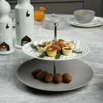 La Mesa grey/white porcelain 2cake plate image number 4