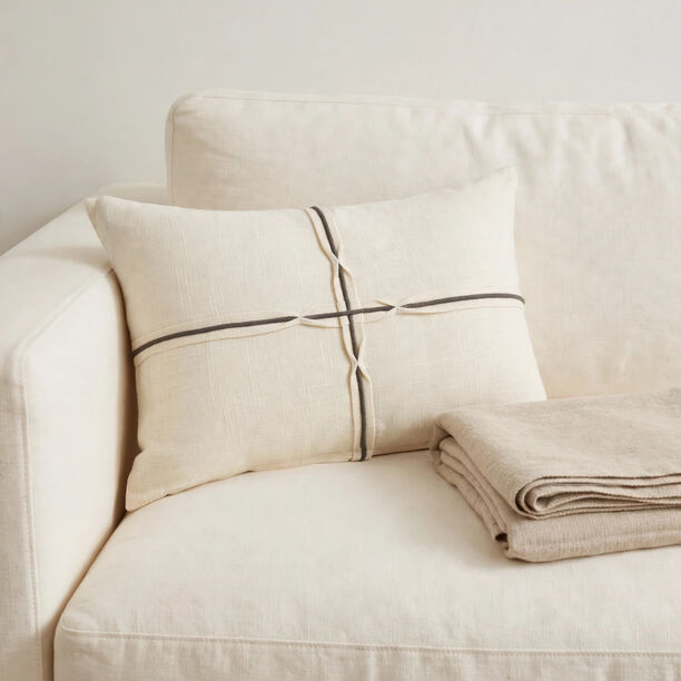 Homez White Cross Line Rectangular Cushion Cover, 30*45Cm image number 1