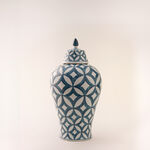 هومز مزهرية أبيض وأزرق سيراميك 19*19*38 سم image number 0