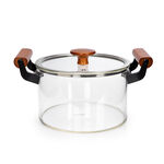 Alberto Borosilicate Glass Casserole With Lid And Wooden Handle V: 7200Ml image number 0
