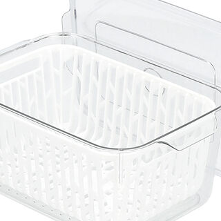 Alberto transparent acrylic fridge container with lid & inner basket 2L