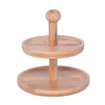 Bamboo Round 2 Storey Mini Plates With Handle  image number 0