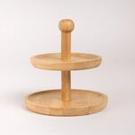 Bamboo Round 2 Storey Mini Plates With Handle image number 0