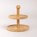 Bamboo Round 2 Storey Mini Plates With Handle  image number 0