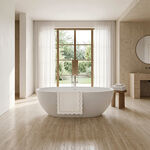 Boutique Blanche White Cotton Blend Scalloped Tufted Bathmat, 60*90 Cm image number 1