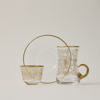 18Pcs Glass Arabic T&C Mrc Serve 6 Gold