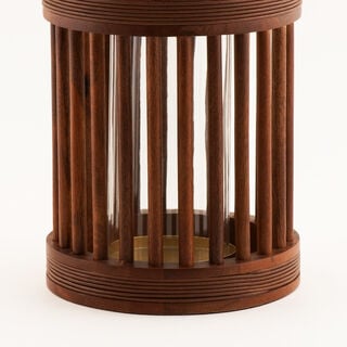 Homez hurricane candle holder natural wood 21.5*21.5*26cm