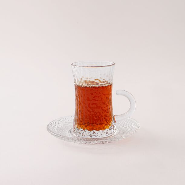 دلتي طقم شاي وقهوة سعودية زجاج شفاف 18 قطعة image number 3