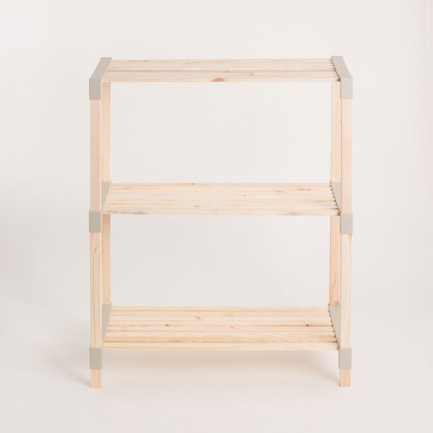 Homez Fixwood 3 Floor Wooden Shelf, Beige79*33*66Cm image number 0
