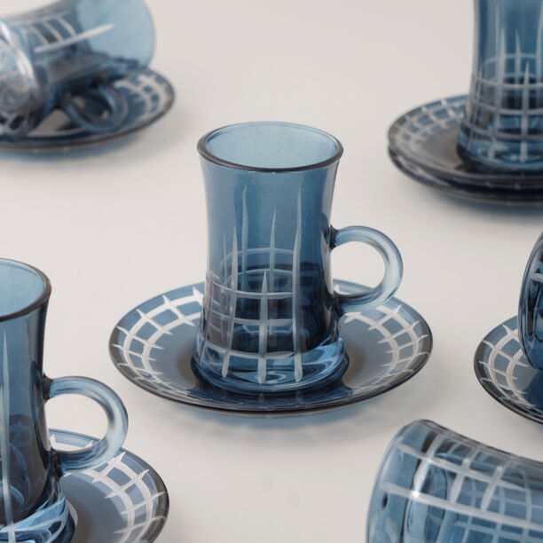 Dallaty 12pcs glass tea set, dark blue image number 1