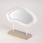 Homez off white resin mirror with ribbed texture 41.2*9.7*32.2 cm image number 1
