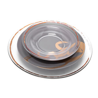 16 Pcs Dinner Set New Bone Gold Figure
