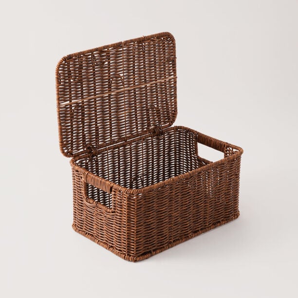Homez synthetic plastic basket, brown 30*21*15.5cm image number 1