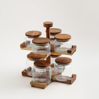 8 Pcs spices set with acacia wood stand