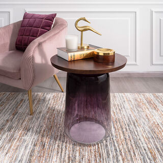 Side Table Glass Base And Metal Top 41*45 cm