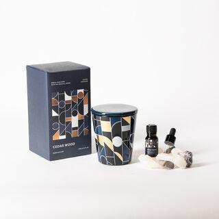 Cedar wood diffuser set with oil and crystals