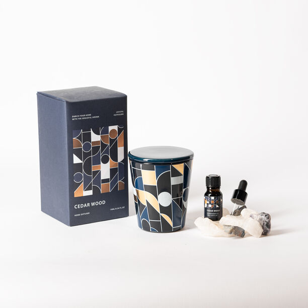 Cedar wood diffuser set with oil and crystals image number 0