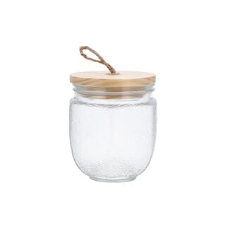 GLASS STORAGE JAR with wooden