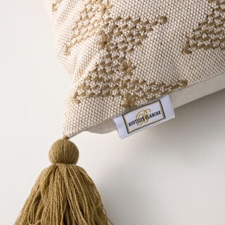 Boutique Blanche textured cotton embroidered cushion, beige