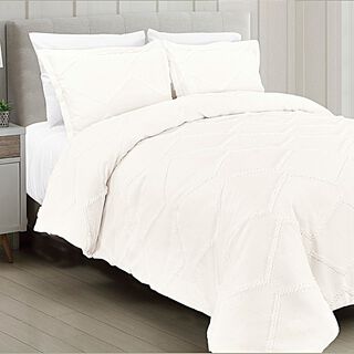  Comforter Set 6 Pcs Textured Microfiber King Size White