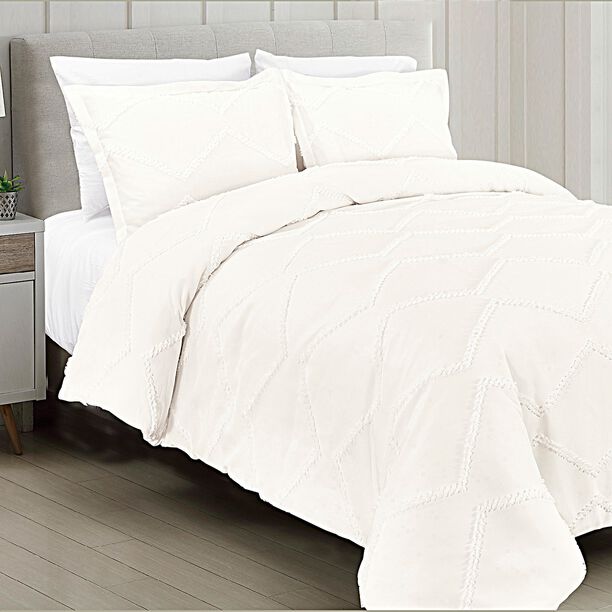  Comforter Set 6 Pcs Textured Microfiber King Size White image number 0