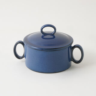 La Mesa stoneware large bowl with lid, blue 18*12.2*6.5 cm