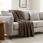 Boutique Blanche Loft 100% Cotton Knitted Throw Chocolate 130*180cm image number 4