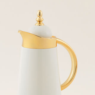 Dallaty Steel Vacuum Flask Set White And Gold 1 L + 1 L