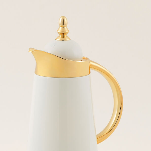 دلتي طقم دلة ستيل أبيض مع ذهبي 1 لتر + 1 لتر image number 3