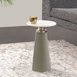 Drinktable Glass Base White Marble Top 30 *51 cm
