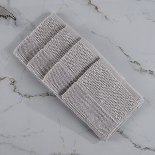 Boutique Blanche 4 Piece Silver Riviera Stripe 100% Cotton Face Towel Set 30*30 Cm