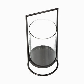 Stainless Steel Lantern With Clear Glass Gun Metal Finish