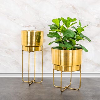 Planter On Stand Gold