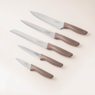 Alberto 6 piece stainless steel and dark grey wood knife block set