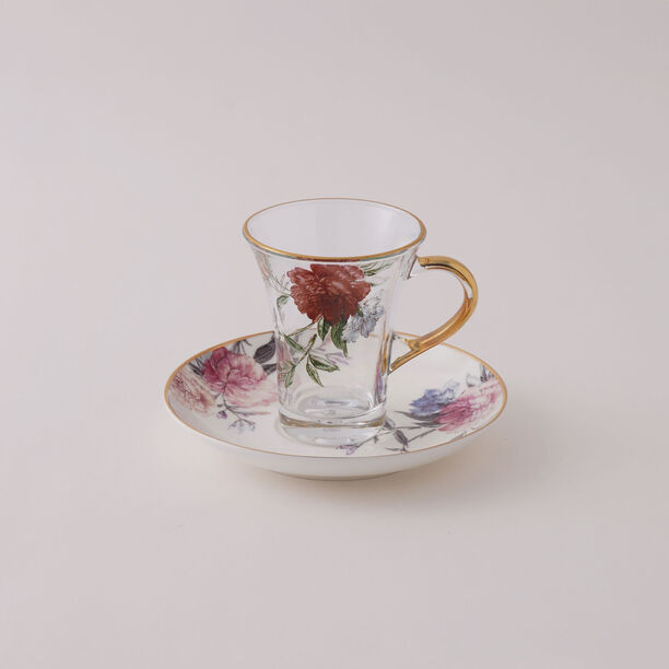 دلتي طقم شاي وقهوة عربية 18 قطعة من الاكريليك بنقشة زهور image number 2