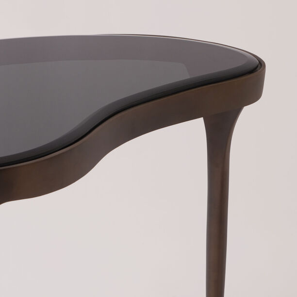 Homez metal side table metal with black glass 63*44*63 cm image number 2