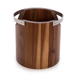 Acacia Wood Ice Bucket With Steel Handles image number 0