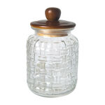Alberto Glass Storage Jar With Wooden Lid V:1650Ml image number 0