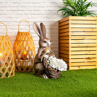 Rabbit With Rattan Basket 32*26.5*24.5 cm