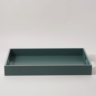 دلتي صينية خشب مستطيلة 35*50*6سم، أخضر