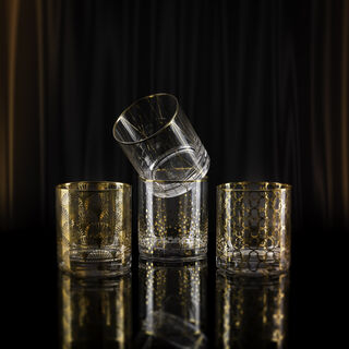 La Mesa 4 Pieces Glass Tumbler Dof, Gold Decal