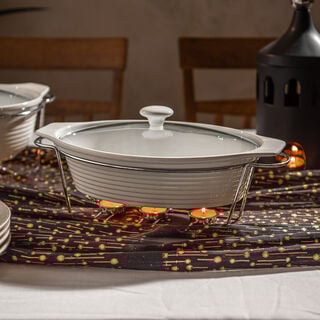 La Mesa Casserole With Candle Stand Silver 38 cm
